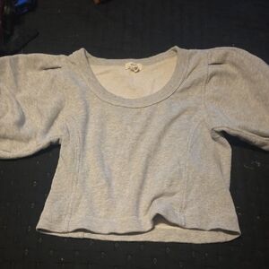 Aerie Puff Short Sleeve Gray Sweatshirt